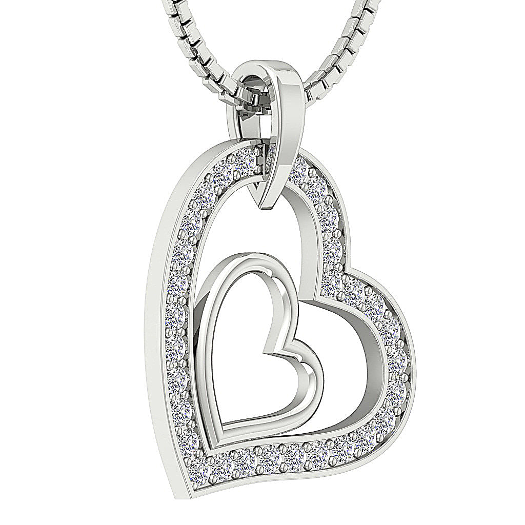 DesignerPaveSet14kGoldHeartPendant