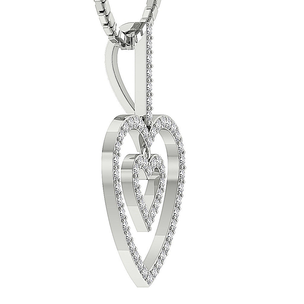 DesignerRoundDiamondPaveSet14kWhiteGoldHeartPendant