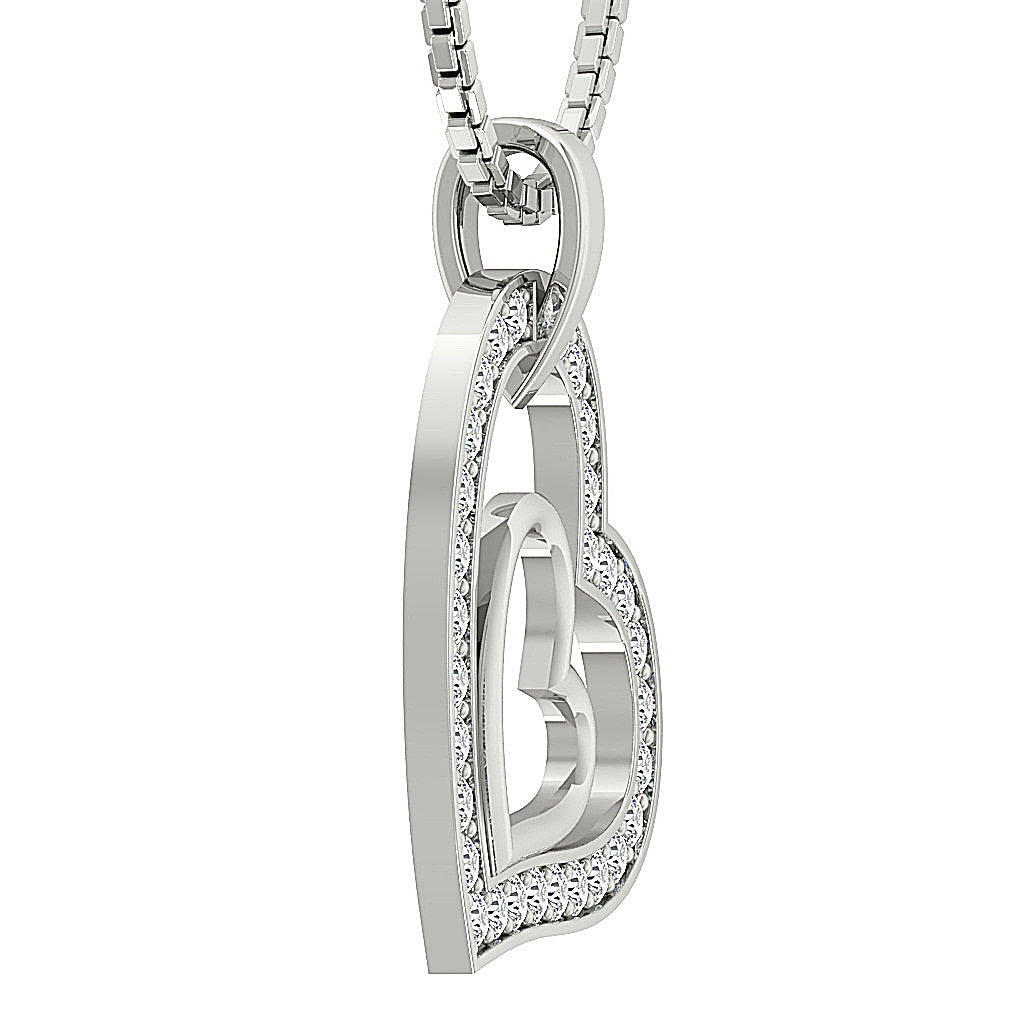 DesignerPaveSetGenuineCutDiamond14kWhiteGoldPendant