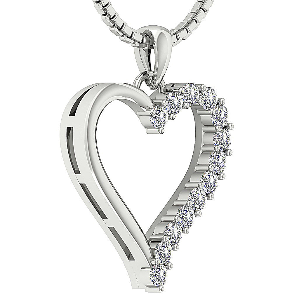 DesignerRoundDiamondProngSet14kWhiteGoldPendant