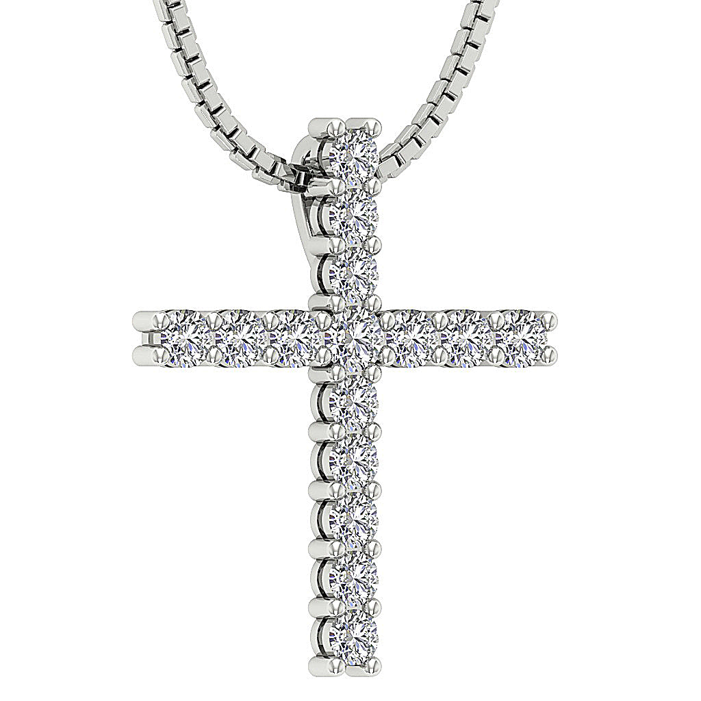 DesignerProngSetNaturalDiamond14kWhiteGoldPendant