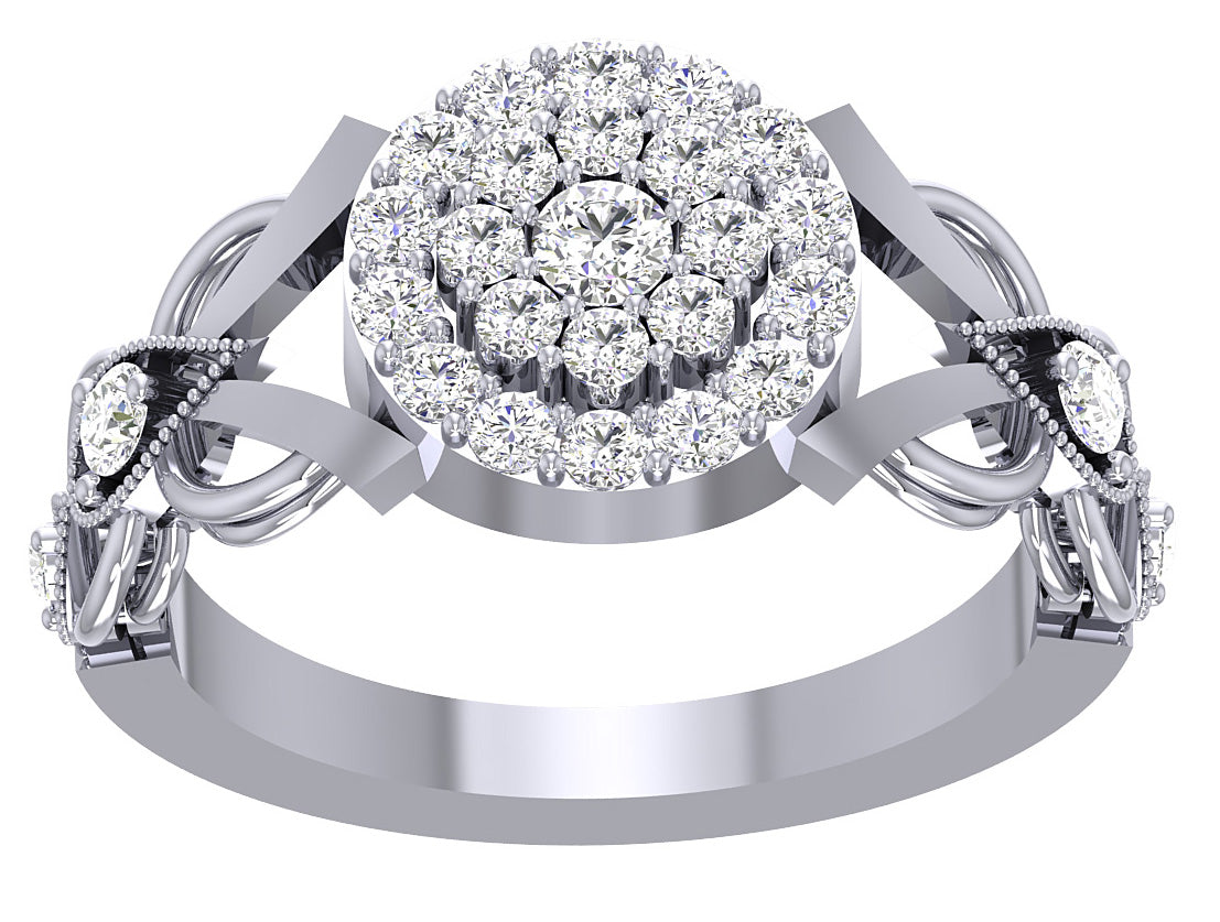 Double Halo Wedding Band I1 G 1.55 Carat Natural Diamond 14K Rose Gold Prong Set