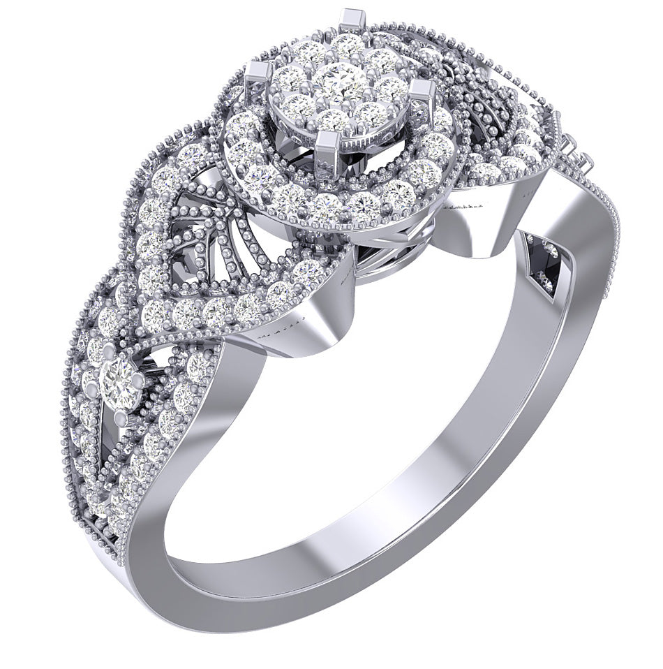 Diamond For Good Halo Engagement Wedding Band Round Cut I1 G 0.70 Carat 14K Gold