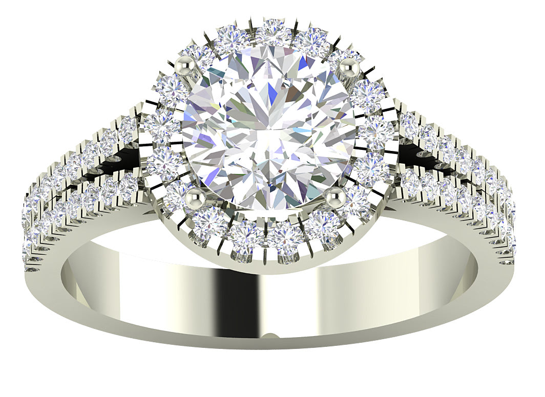 Split Shank Solitaire Halo Engagement Ring I1 G 2.00 Ct Round Diamond 14K Solid Rose Gold