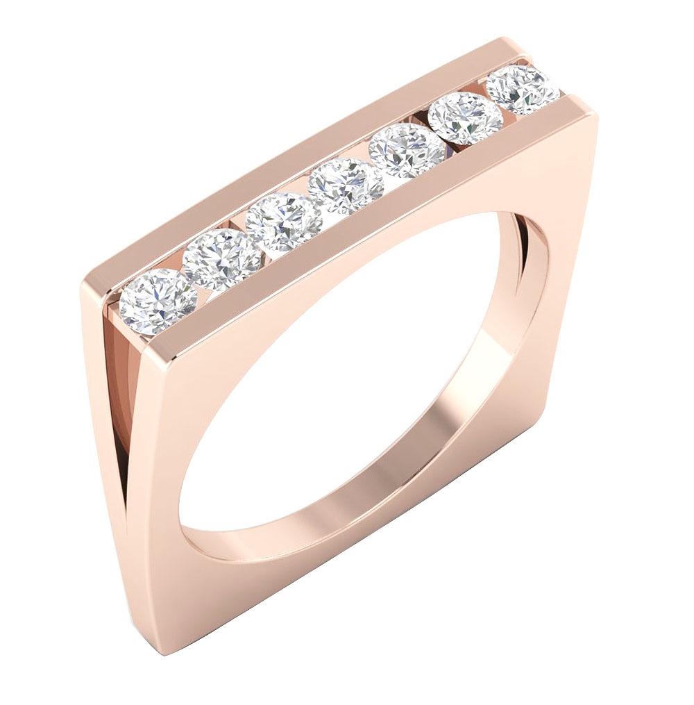 Channel Set 14K White Yellow Rose Designer Fashion Engagement Ring Natural Diamond SI1 G 0.70 Ct