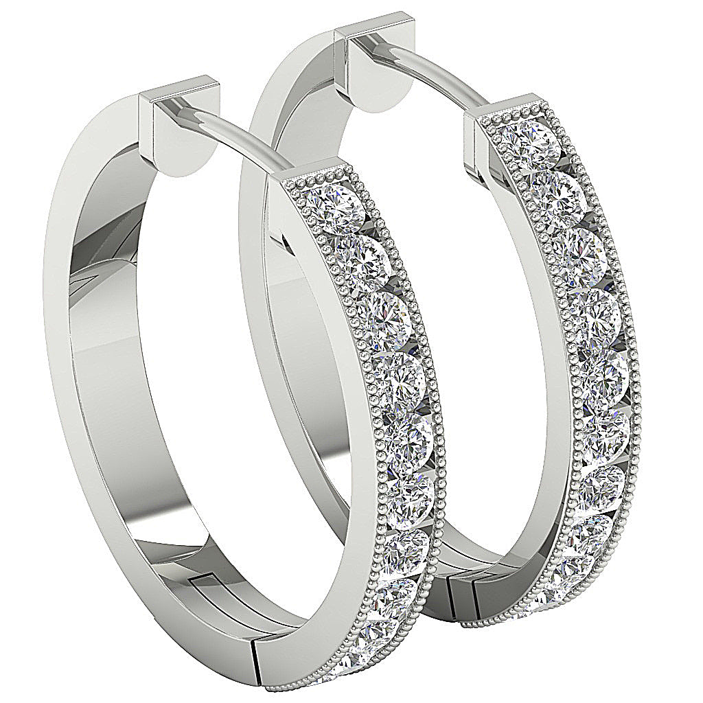 DesignerRoundCutDiamond14kWhiteGoldEarring