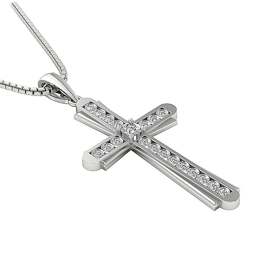 DesignerRoundCutDiamond14kWhiteGoldPendant
