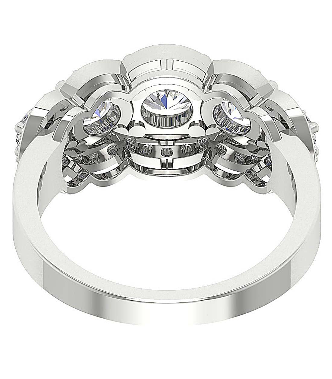 Natural Diamond 14k White Gold I1 G 2.65 Ct Designer Five Stone Engagement Ring Prong Set