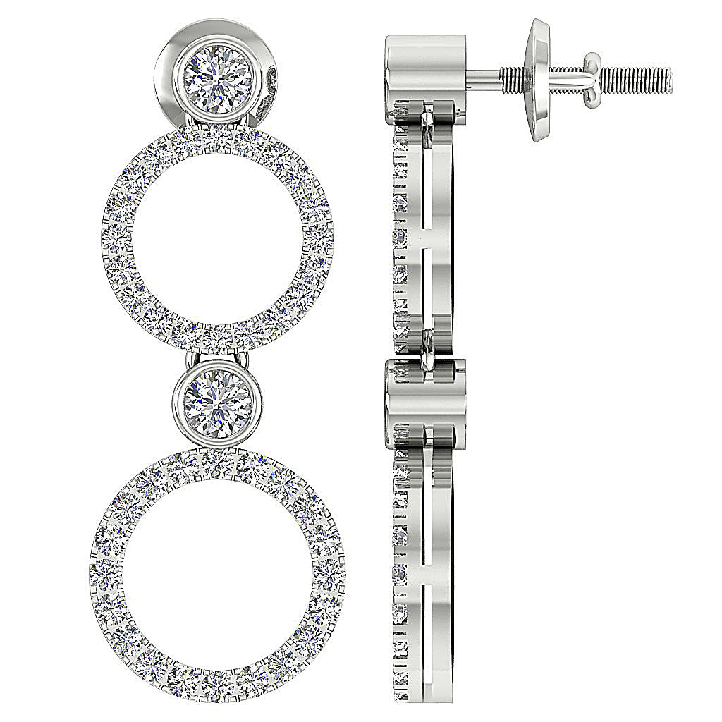 DesignerRoundDiamond14kWhiteGoldEarring