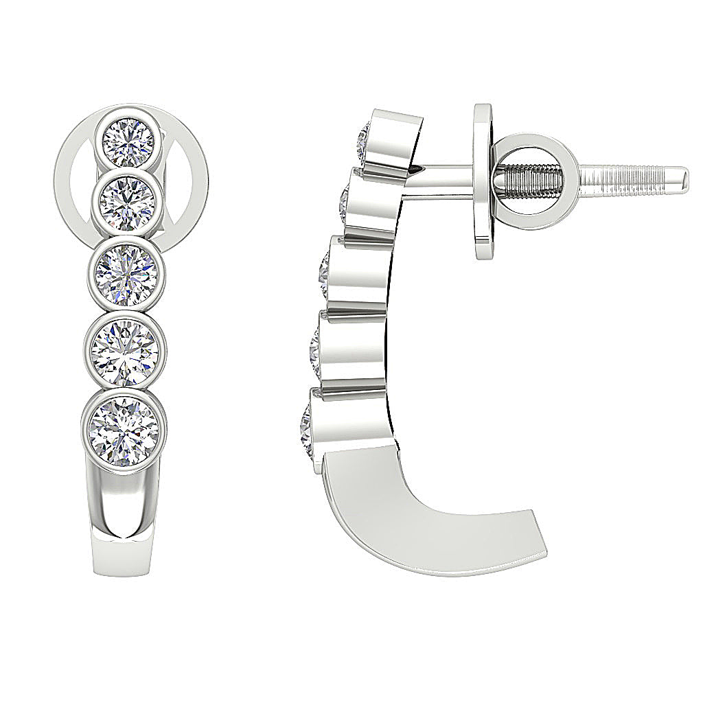 DesignerRoundDiamond14kWhiteGoldEarring