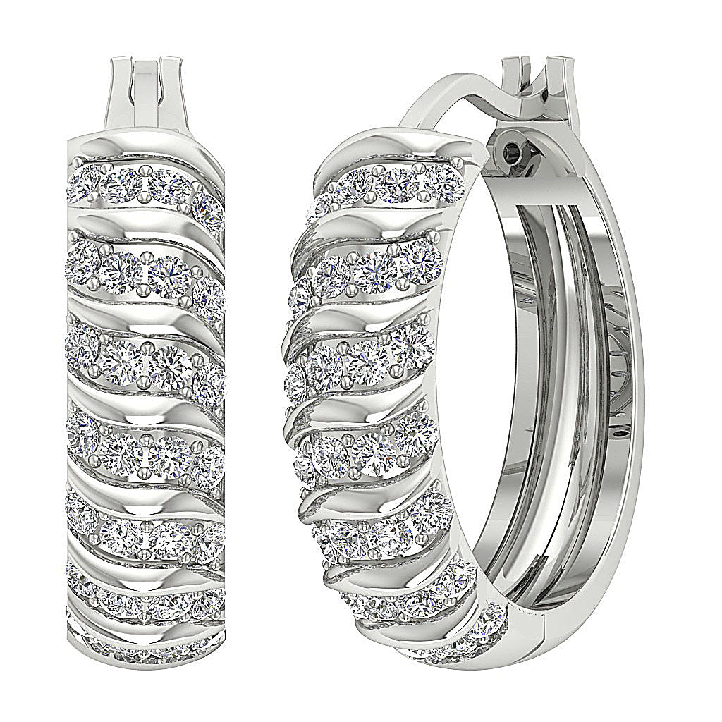 DesignerRoundDiamond14kWhiteGoldEarring