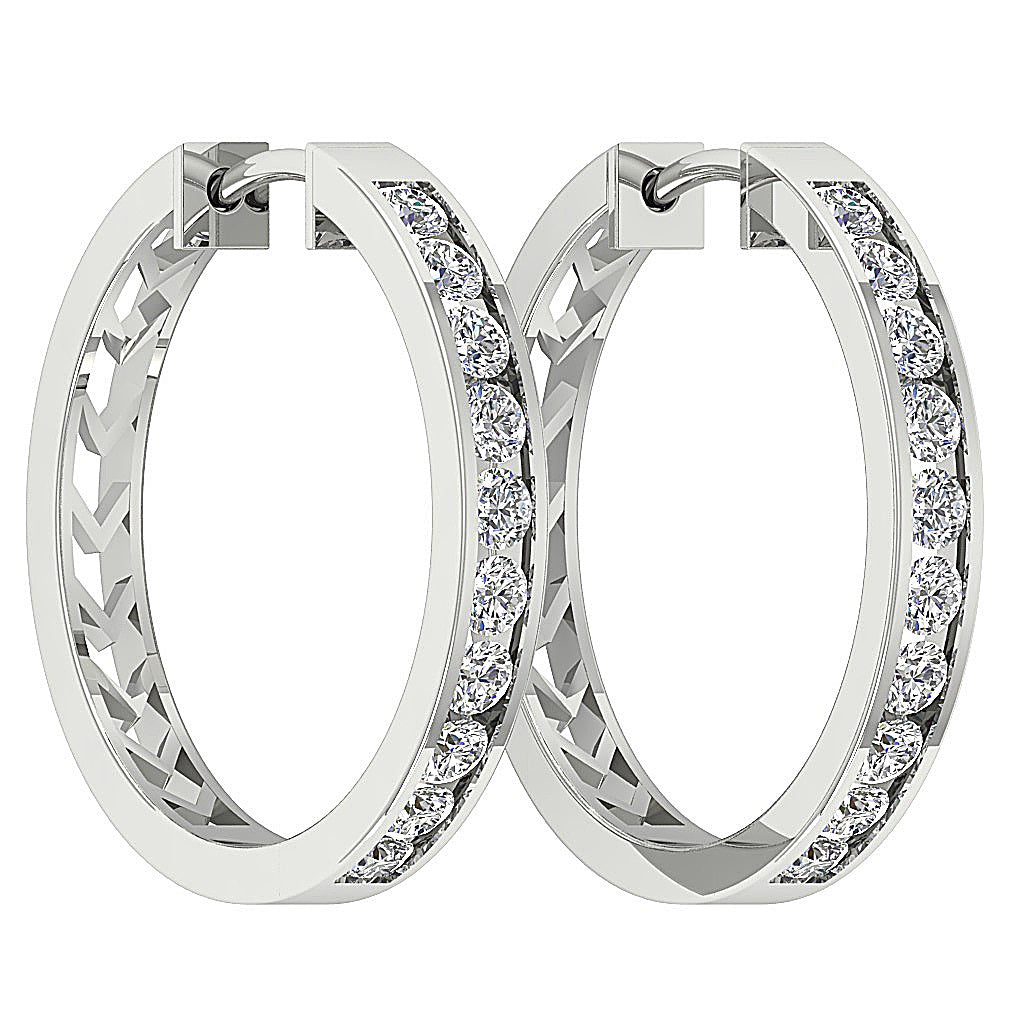 DesignerRoundDiamond14kWhiteGoldEarring