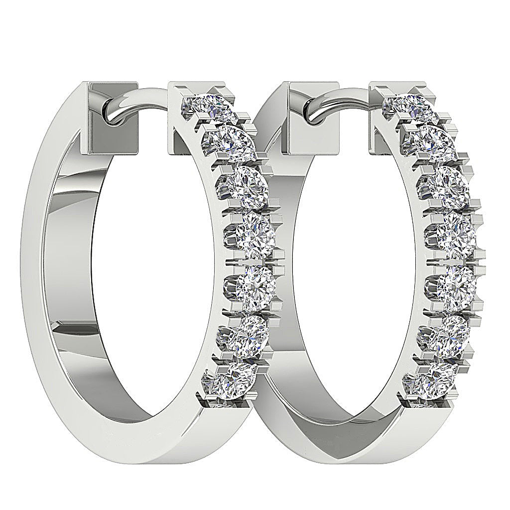DesignerRoundDiamond14kWhiteGoldEarring