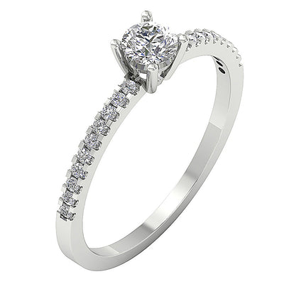 Solitaire Engagement Ring For Women I1 G 0.60 Ct Round Cut Diamond 14K Gold Prong Set