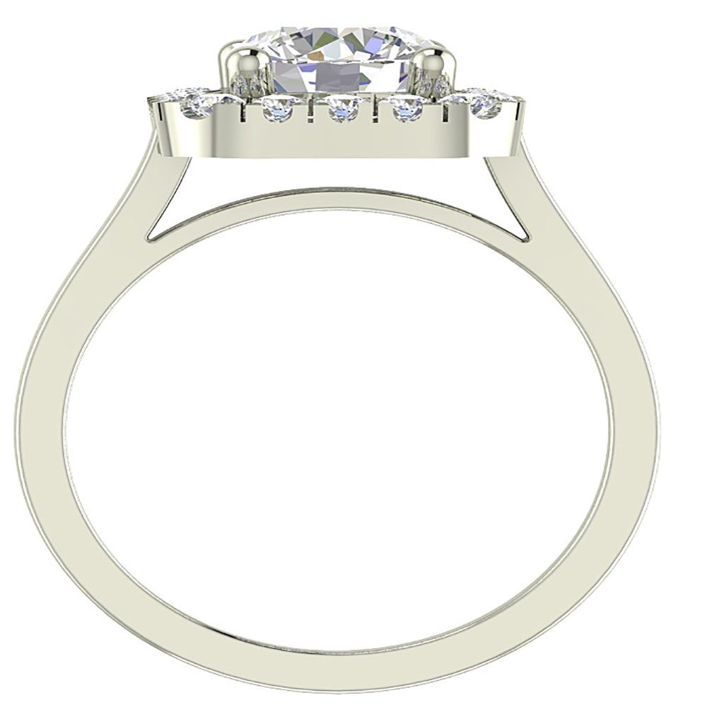 Solitaire Cushion Halo Engagement Wedding Ring I1 G 1.90 Ct Round Cut Diamond 14K Rose Gold 11.60MM