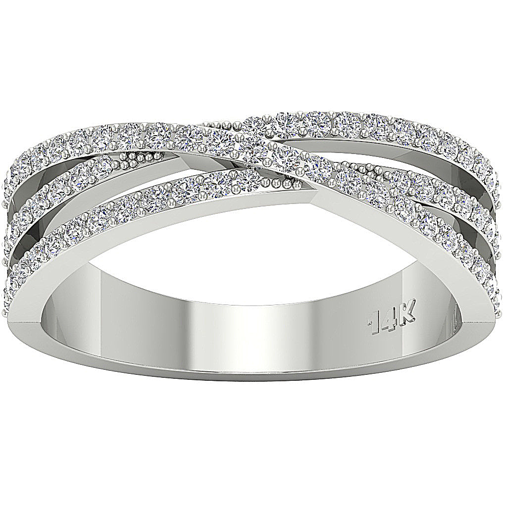 Anniversary Ring Natural Diamond SI1 G 0.55 Ct 14K Solid Gold Pave Set