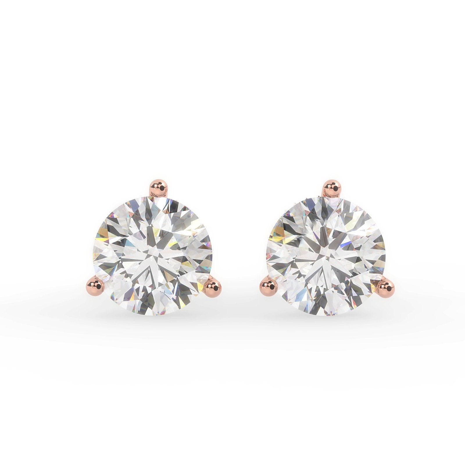 14k/18k Gold Natural Diamonds Solitaire Studs Earrings SI1 G 1.01 Ct Martini Prong Set