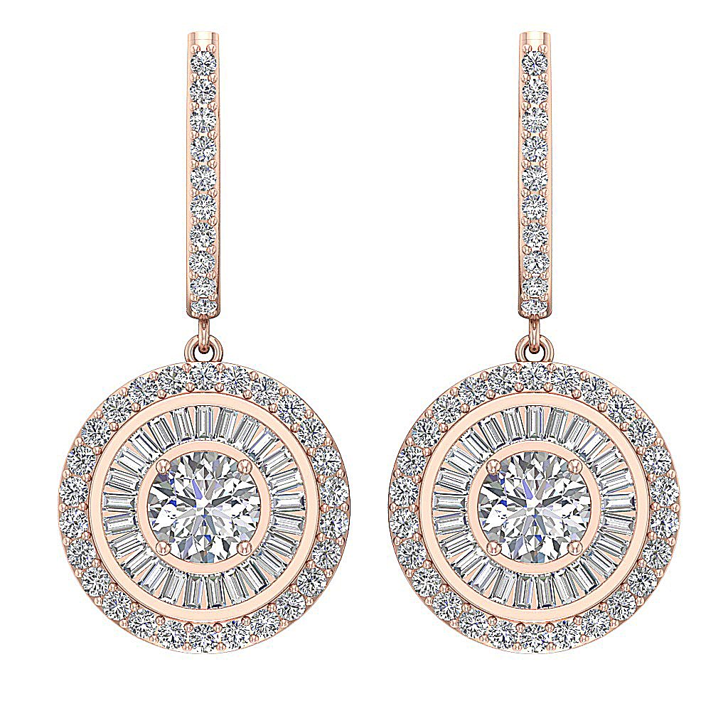 Chandelier Wedding Earring Genuine Diamond I1 G 3.40 Ct 14k Solid Gold Prong Channel Set