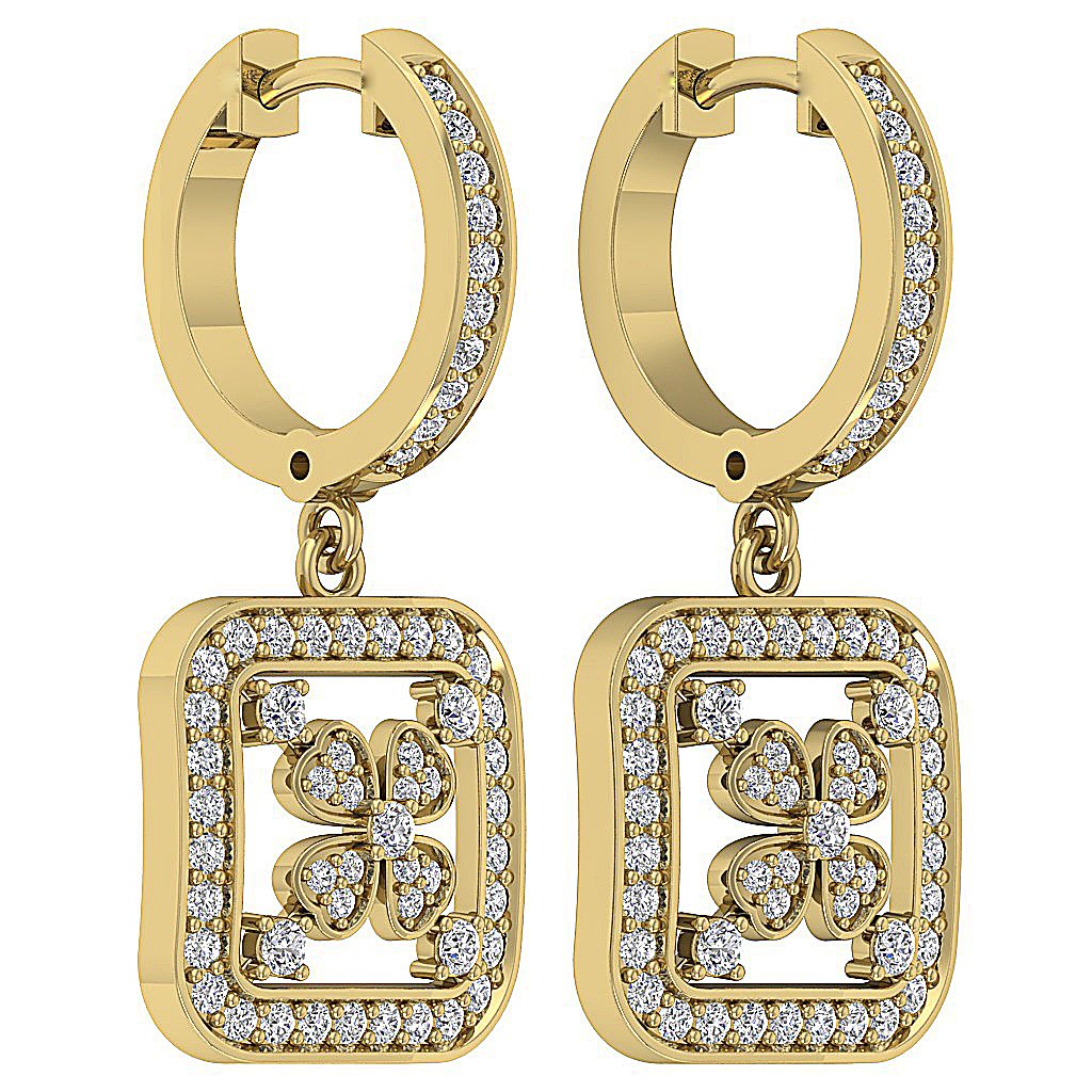 Prong Set Dangle Wedding Earrings Genuine Diamond VVS1/VS1/SI1/I1 G 1.50 Ct 18k/14k White Yellow Rose Gold