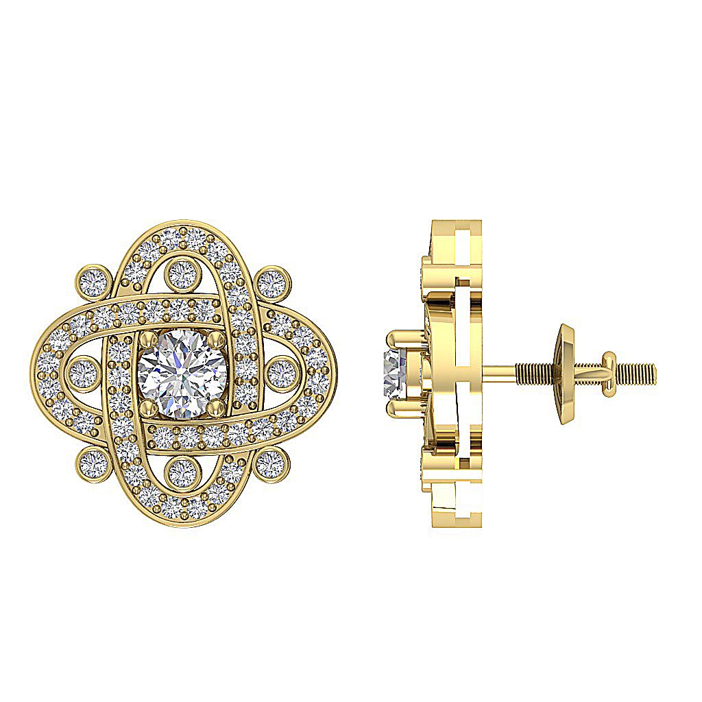 Natural Diamond Fashion Engagement Earrings SI1/I1 G 1.50 Ct 18k/14k White Gold Prong Bezel Set