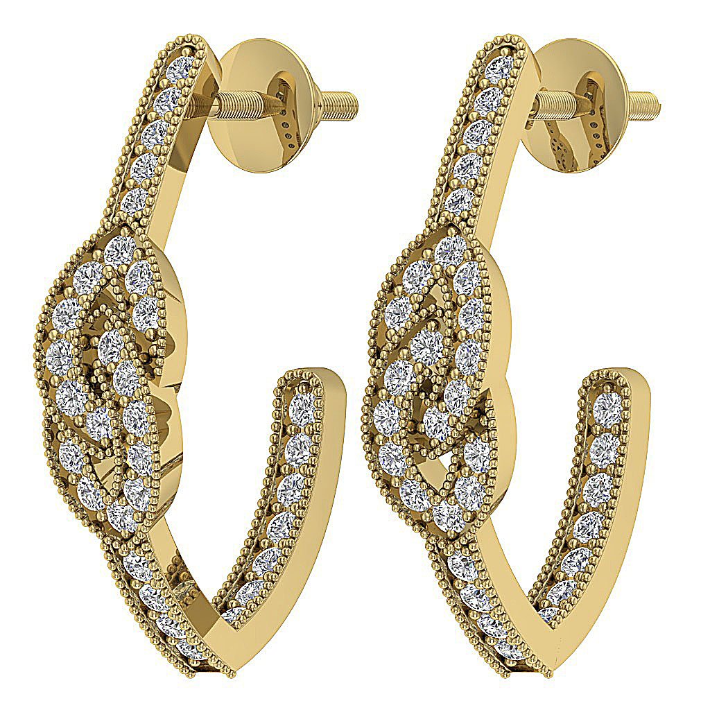 Prong Set Fashion Engagement Earrings Natural Diamond SI1/I1 G 0.90 Ct 18k/14k White Yellow Rose Gold