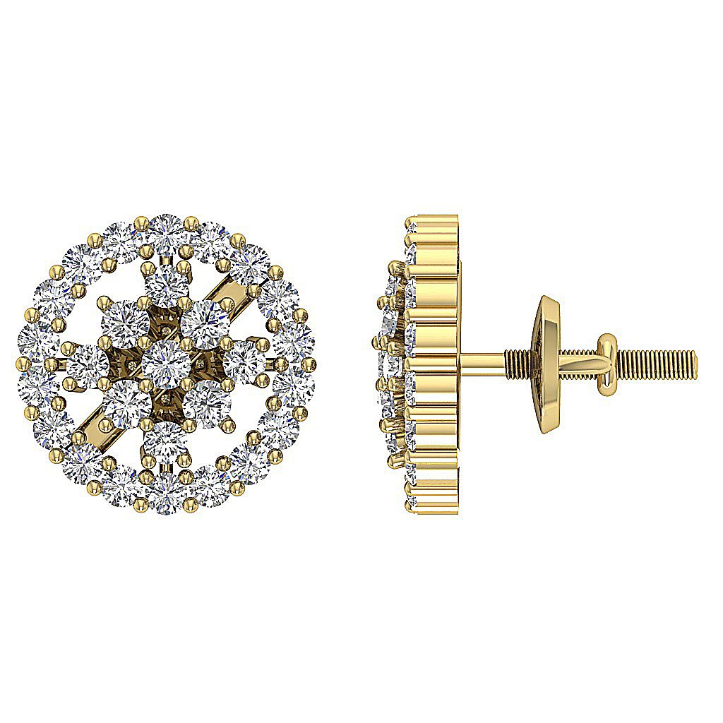 Natural Diamond Fashion Engagement Earrings SI1/I1 G 1.10 Ct 18k/14k White Gold Prong Set