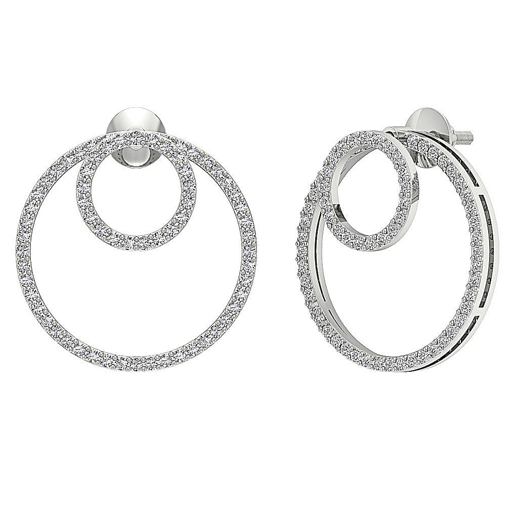 Genuine Diamond Fashion Wedding Earrings SI1/I1 G 0.90 Ct 18k/14k White Gold Prong Set