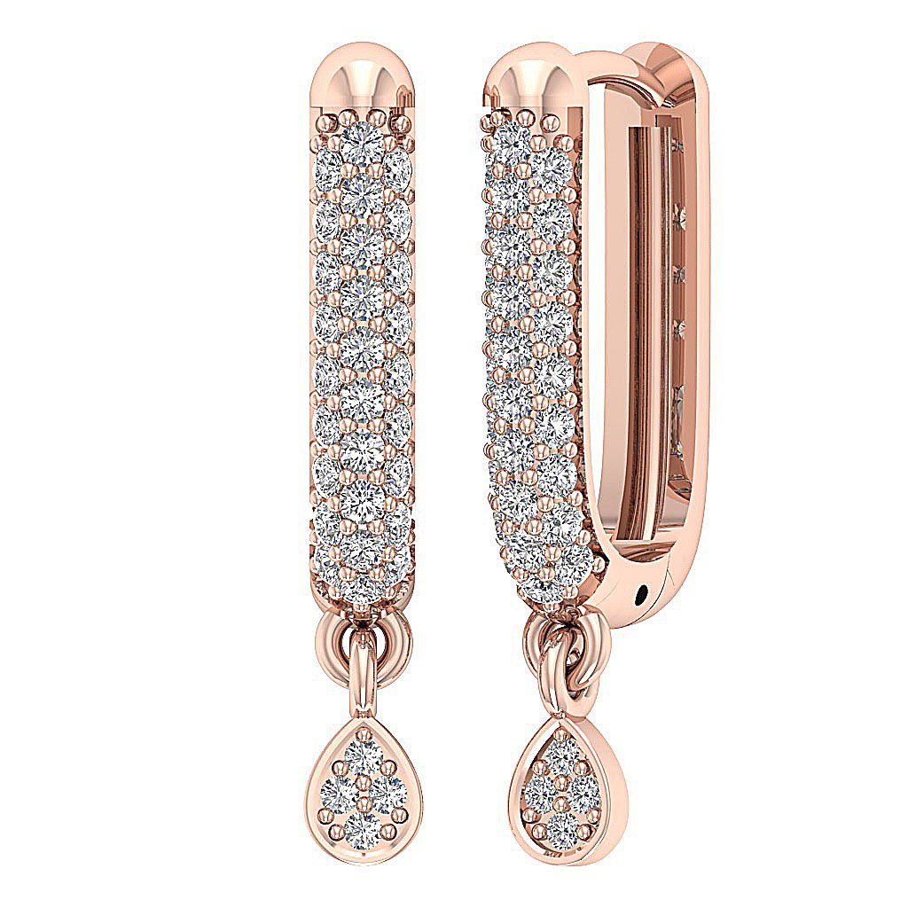 Natural Diamond Medium Hoop Engagement Earrings VVS1/VS1/SI1/I1 0.70 Ct 18k/14k White Gold Pave Set