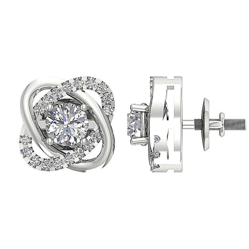 18k/14k Rose Gold Solitaire Studs Engagement Earrings Natural Diamond SI1/I1 G 0.75 Ct Prong Set