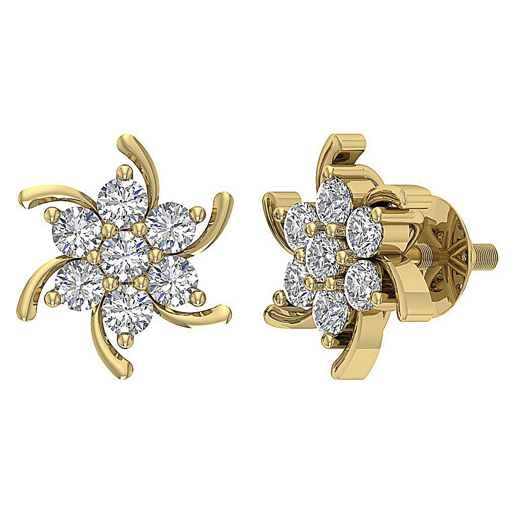 Solitaire Studs Engagement Earring Natural Diamond SI1/I1 G 0.60 Ct 18k/14k Solid Gold Prong Set