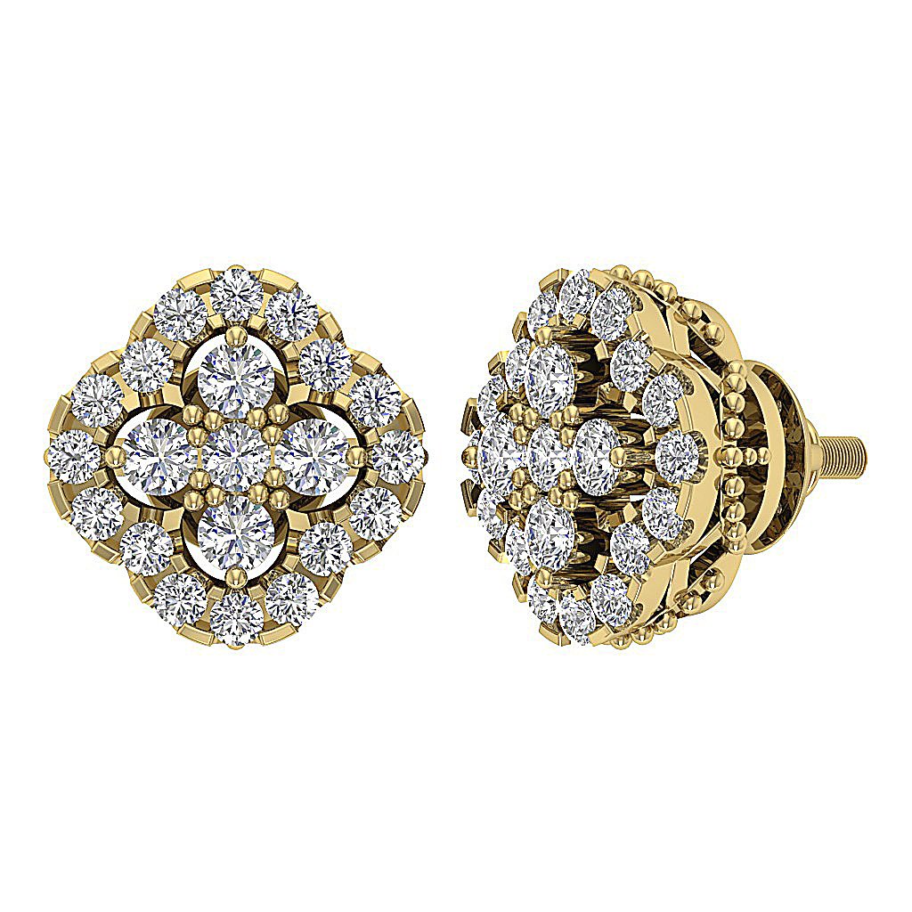 Solitaire Studs Anniversary Earring Round Diamond SI1/I1 G 0.80 Ct 18k/14k Solid Gold Prong Set