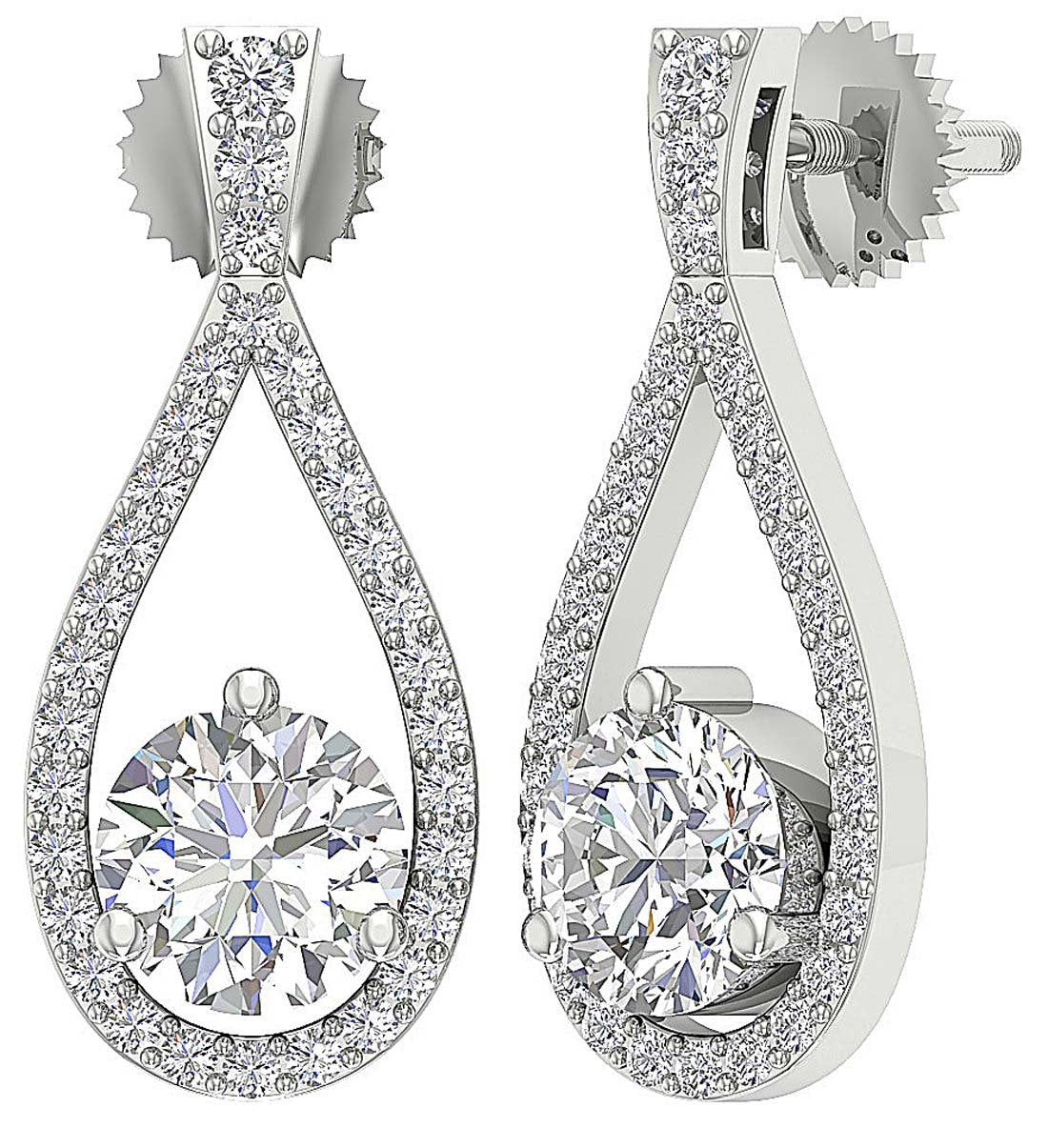 Dangle Engagement Earring Natural Diamond SI1/I1 G 1.65 Ct 18k/14k Solid Gold Prong Set