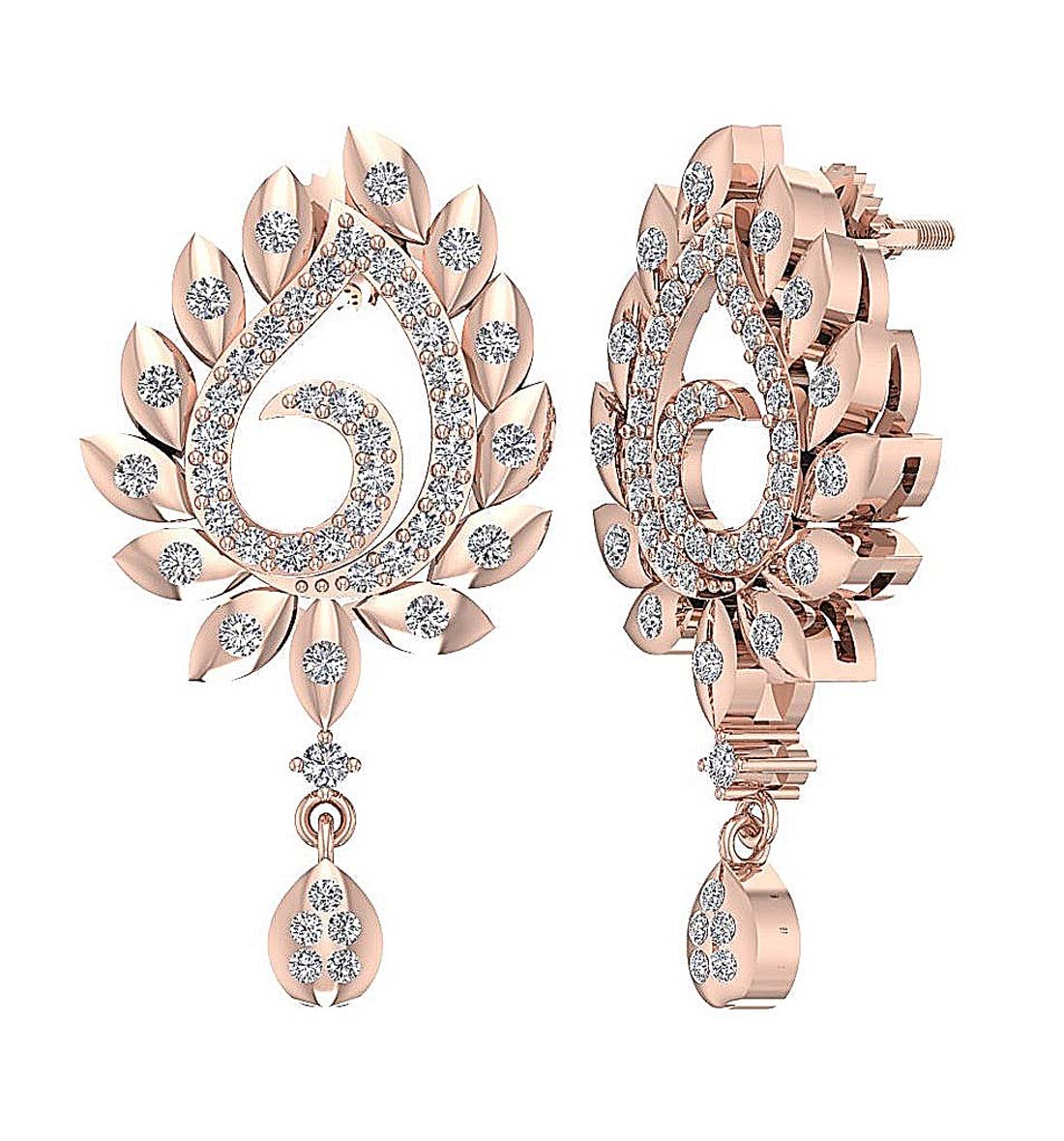 Prong Bezel Set Fashion Wedding Earrings Genuine Diamond SI1/I1 G 0.85 Ct 18k/14k White Yellow Rose Gold