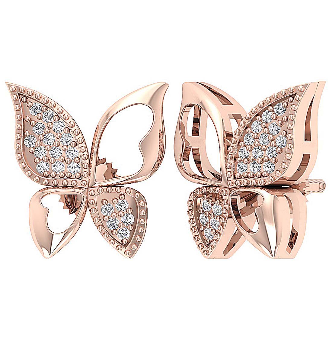 SI1/I1 G 0.20 Ct Fashion Wedding Earrings Genuine Diamond 18k/14k Yellow Gold Prong Set