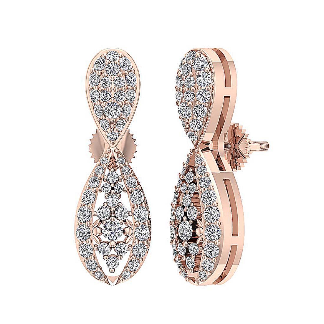 SI1/I1 G 1.00 Ct Fashion Wedding Earrings Genuine Diamond 18k/14k Yellow Gold Prong Set