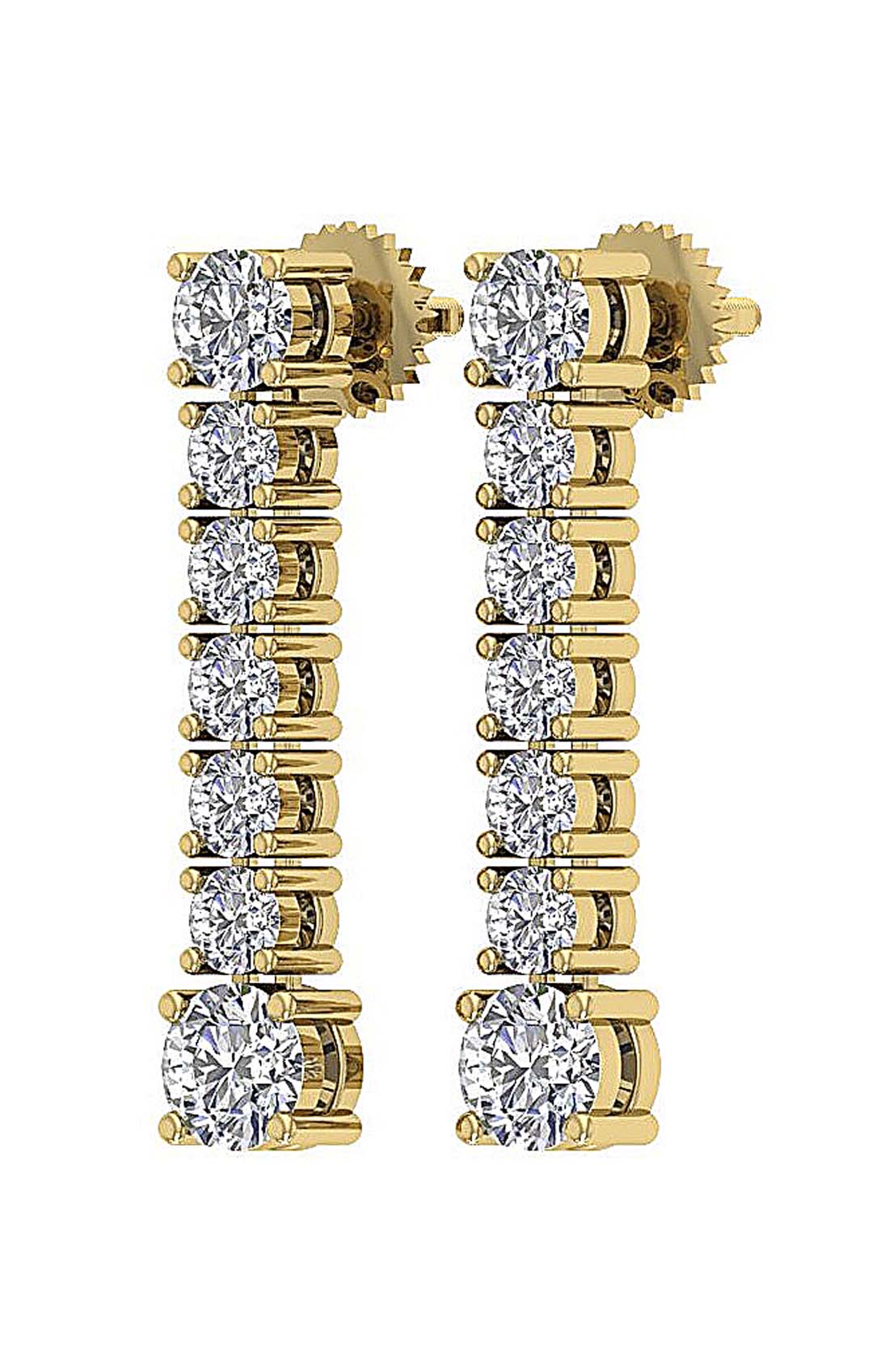 SI1/I1 G 1.50 Ct Dangle Wedding Earrings Genuine Diamond 18k/14k Yellow Gold Prong Set