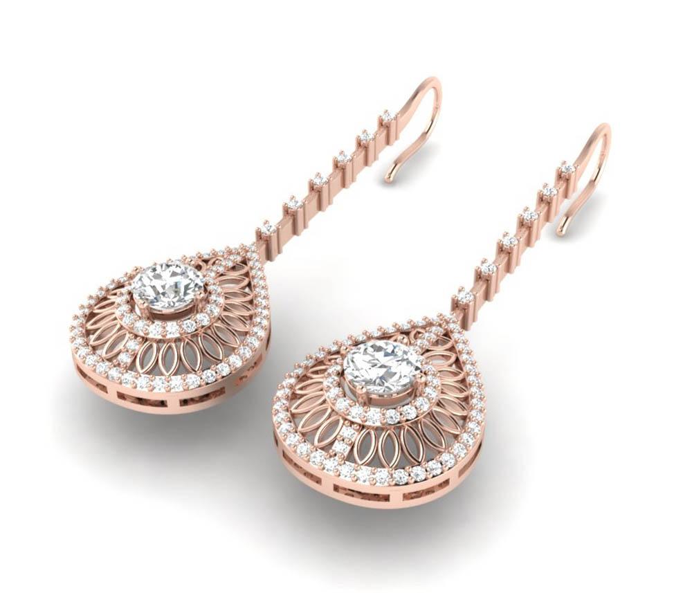 Prong Set 18k/14k White Yellow Rose Gold Chandelier Engagement Earrings Natural Diamond SI1/I1 G 3.00 Ct
