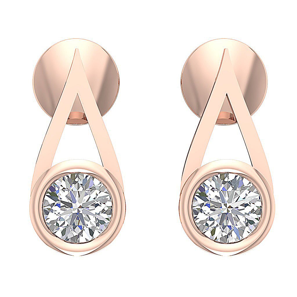 SI1/I1 G 0.50 Ct Fashion Anniversary Earrings Round Diamond 18k/14k Yellow Gold Bezel Set