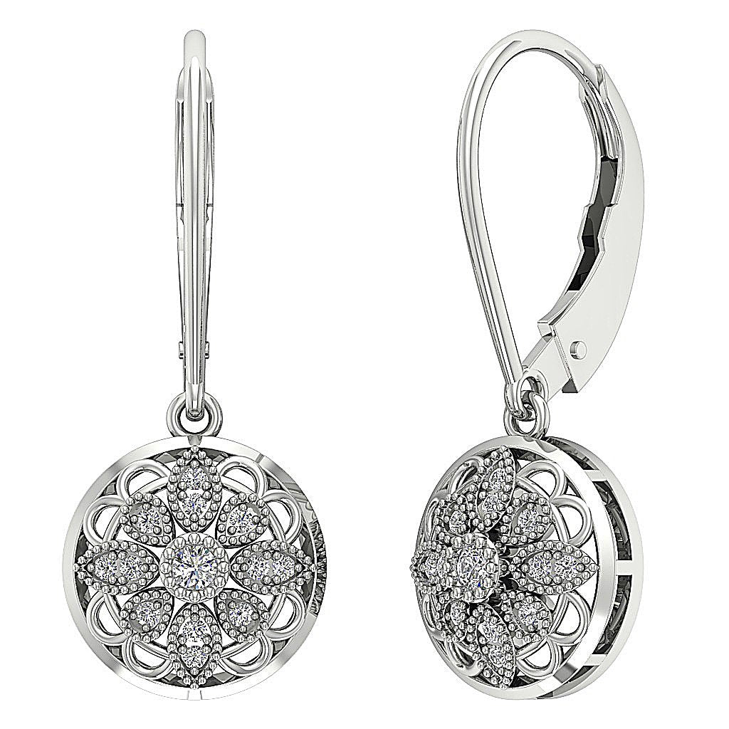 SI1/I1 G 0.25 Ct Chandelier Engagement Earring Natural Diamond 18k/14k Yellow Gold Pave Set