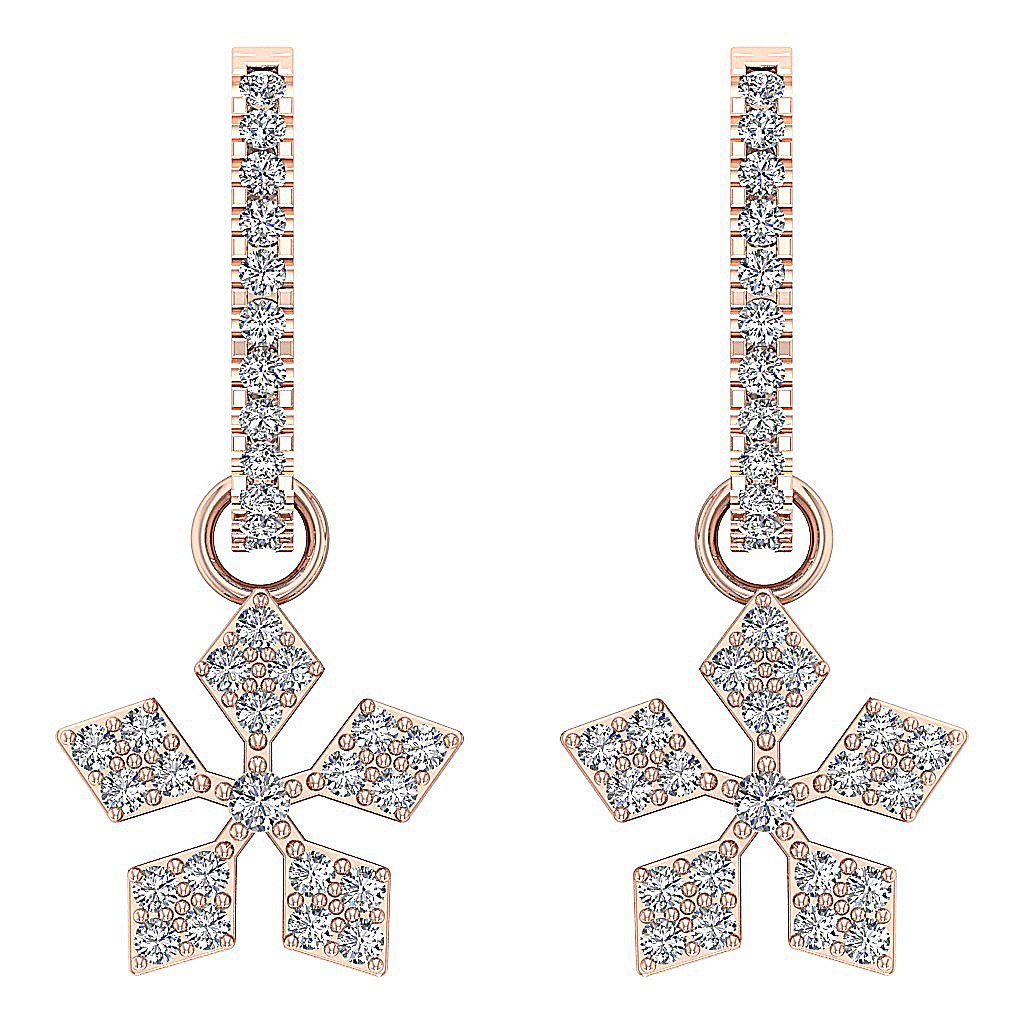 VVS1/VS1/SI1/I1 0.80 Ct Dangle Anniversary Earrings Round Diamond 18k/14k Yellow Gold Prong Set