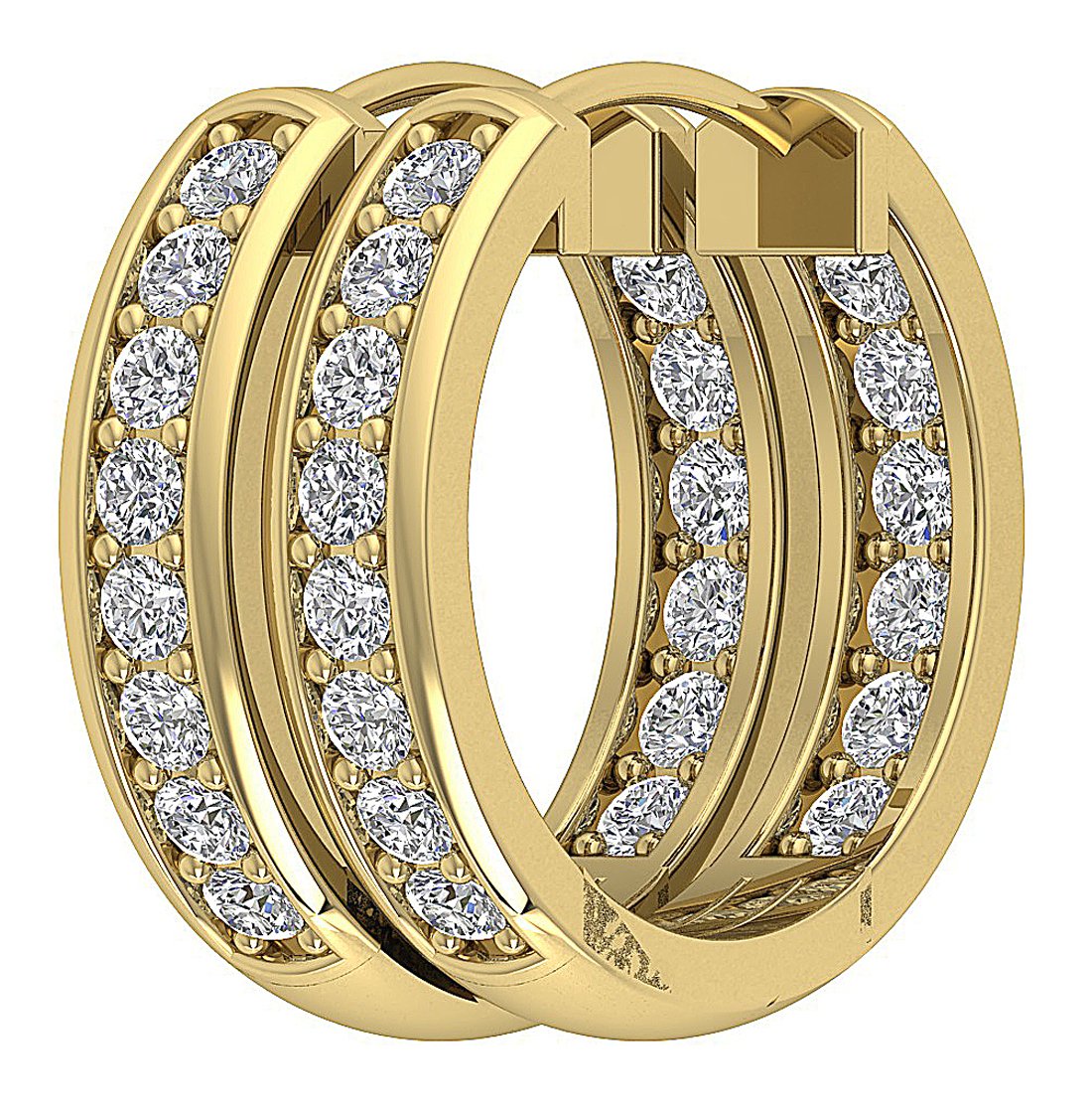 SI1/I1 G 0.30 Ct Inside Outside Hoop Engagement Earrings Natural Diamond 18k/14k Yellow Gold Prong Set