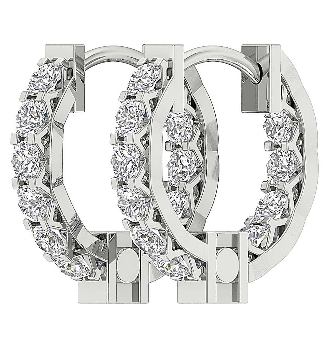 VVS1/VS1/SI1/I1 0.75 Ct Medium Hoops Wedding Earrings Genuine Diamond 18k/14k Yellow Gold Prong Set