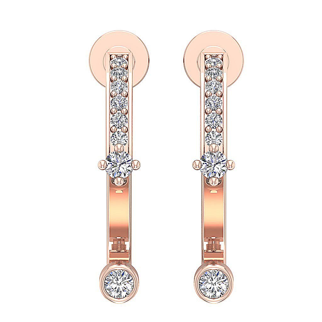 Natural Diamond Fashion Engagement Earrings SI1/I1 G 0.30 Ct 18k/14k White Gold Prong Bezel Set