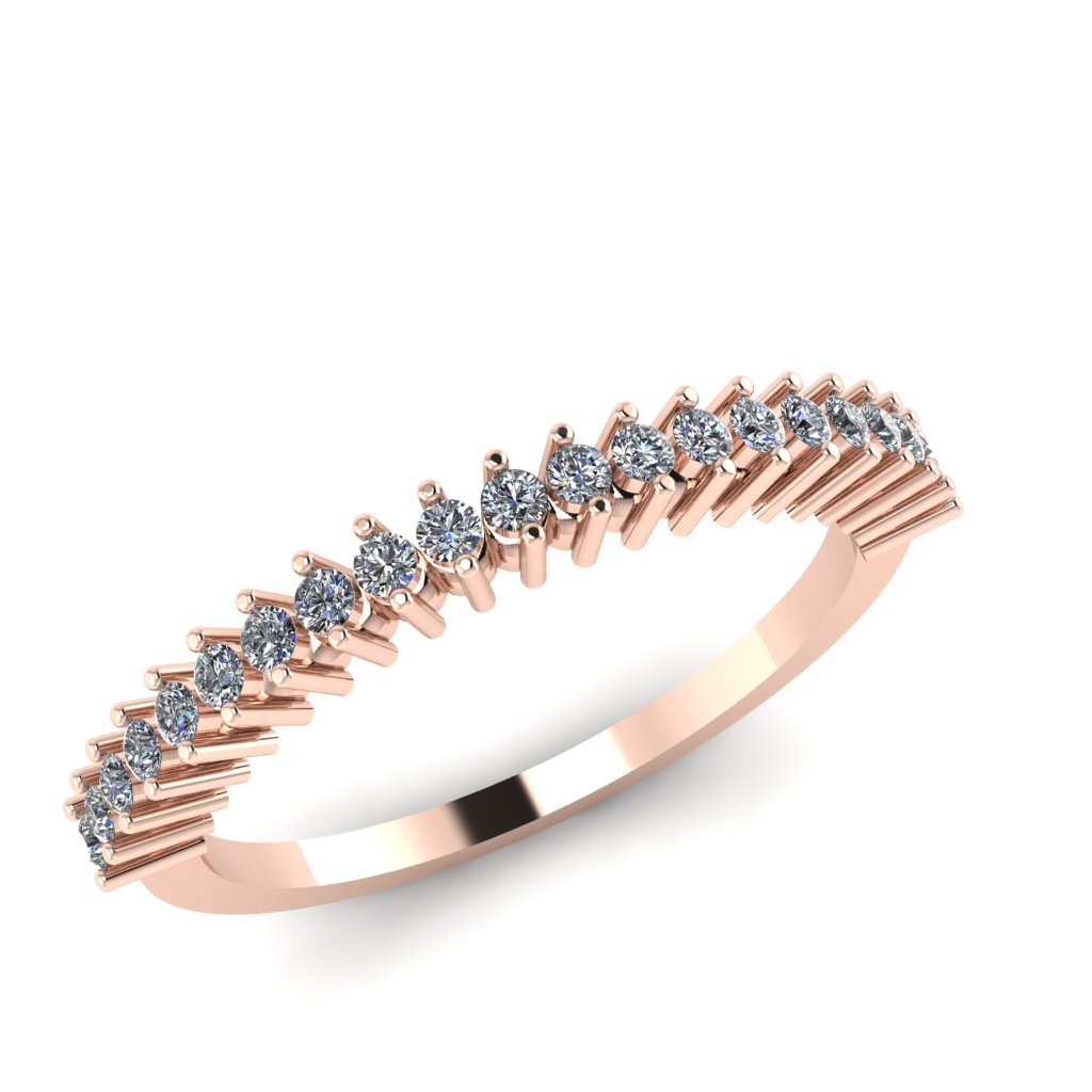 Round Diamond Stackable Half Eternity Anniversary Ring I1 G 0.25 Ct 14K White Gold Prong Set