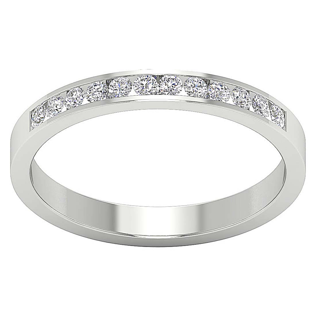 I1 G 0.40 Carat Designer Anniversary Ring Round Diamond 14k White Yellow Rose Gold Channel Set