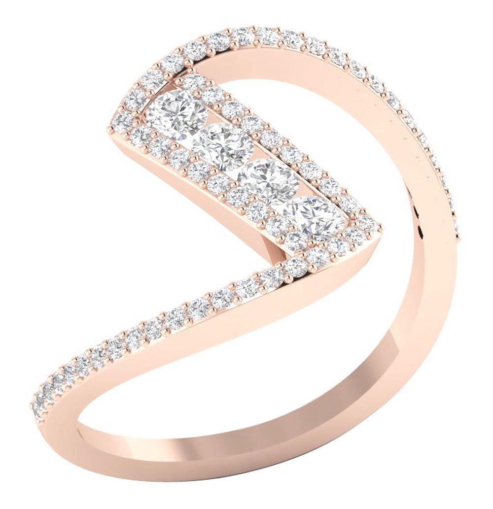 Engagement Fashion Diamond Ring Prong & Channel Set SI1 G 0.80 Ct 14.85 MM