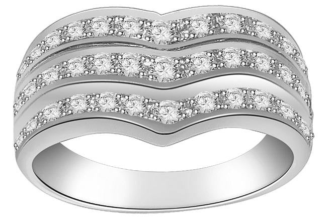 14k Rose Gold Designer Right Hand Anniversary Ring VS1 E 1.01 Ct Round Diamond Prong Set