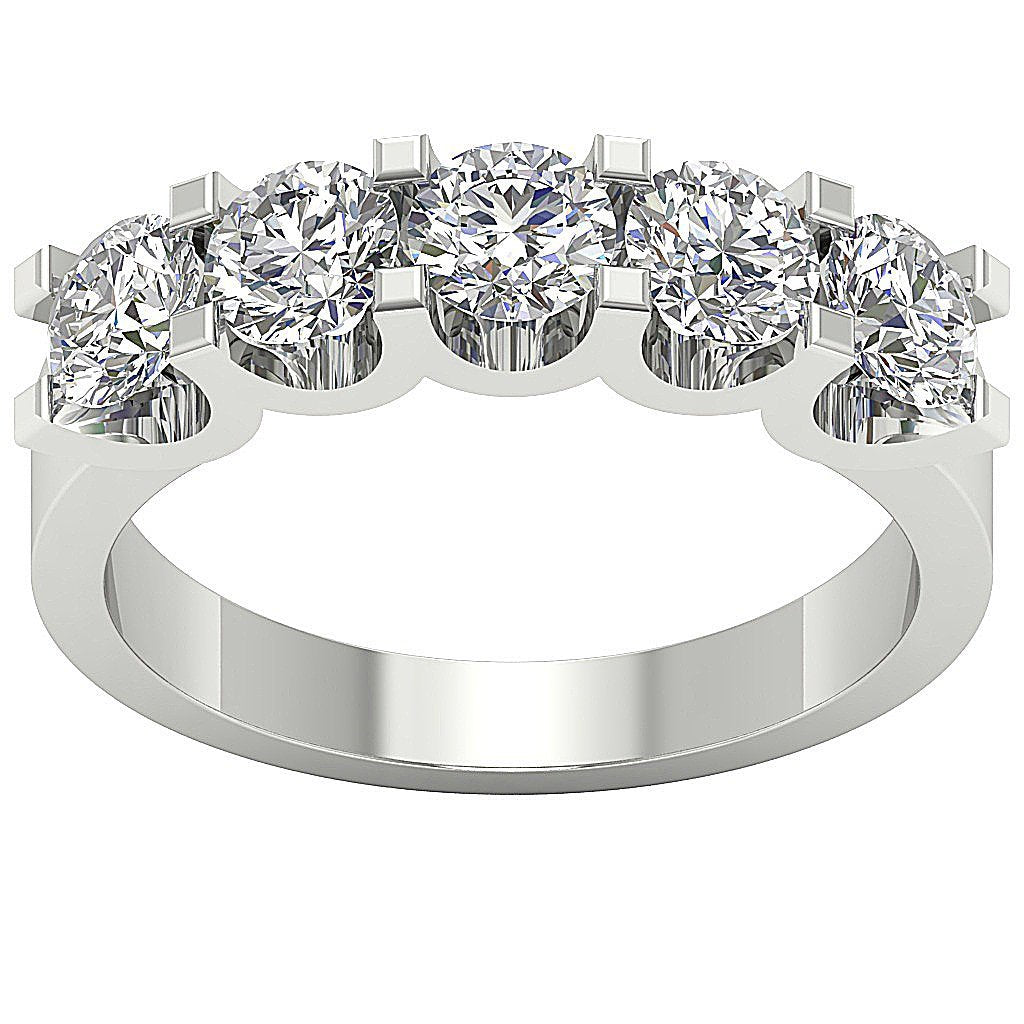 14k White Yellow Rose Gold Designer Five Stone Engagement Ring Natural Diamond I1 G 2.00 Ct