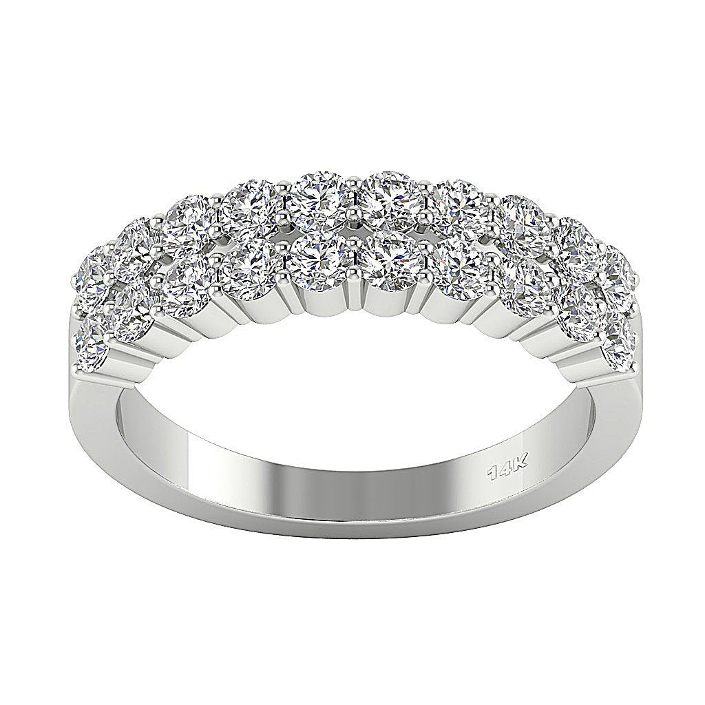 Prong Set SI1 G 2.10 Ct Anniversary Ring 14k White Gold Round Diamond 2.00 MM