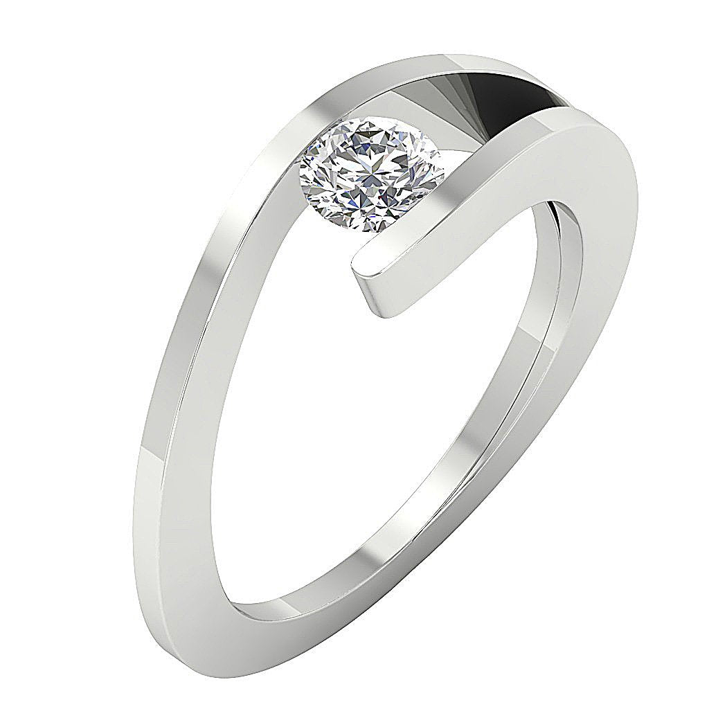 14K White Yellow Rose Gold Designer Solitaire Wedding Ring Genuine Diamond I1 G 0.55 Ct Bar Set